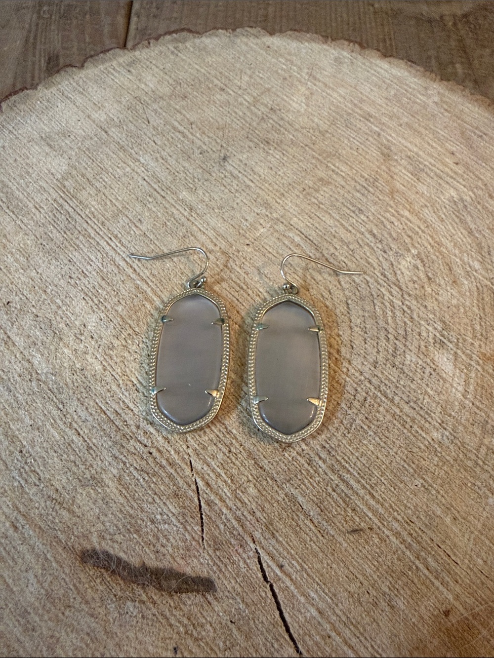 Kendra Scott Silver Gray Elle Oval Drop Earrings